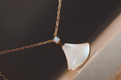[Polaidi Jewelry]DREAM NECKLACE WHITE MOP PINK GOLD 1 DIAMOND