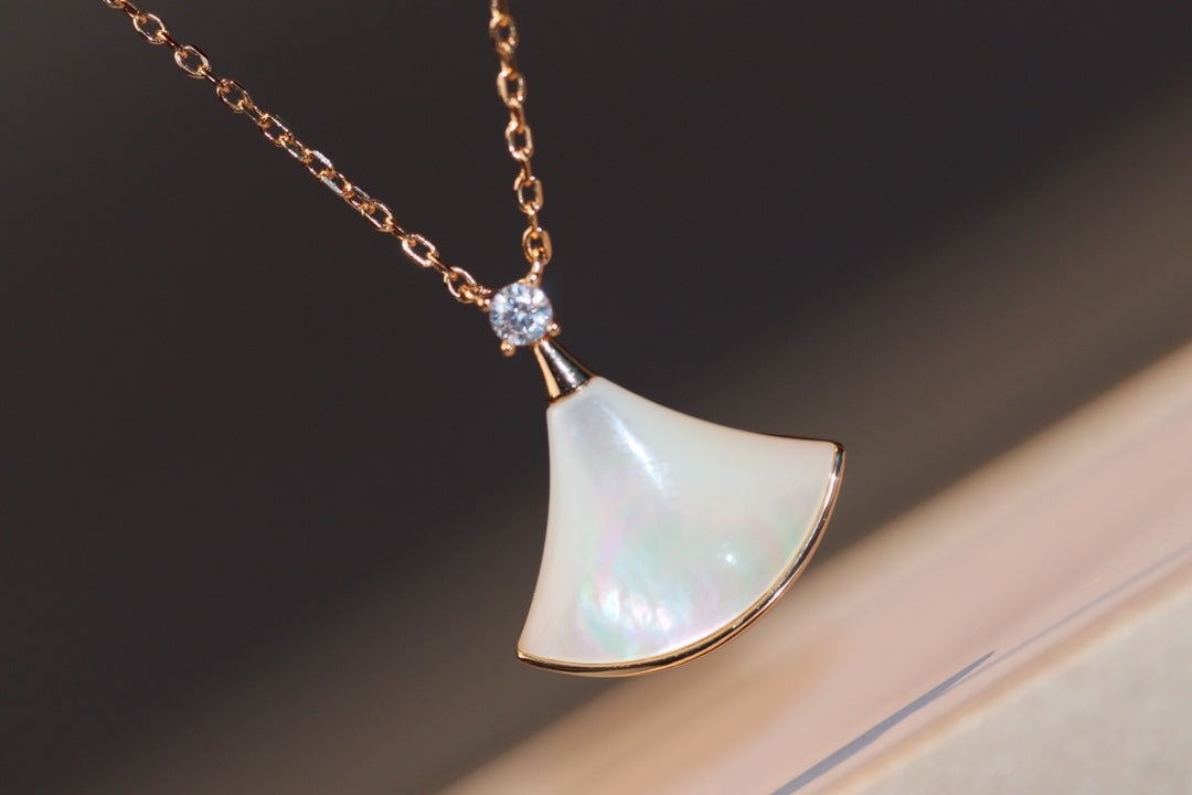 [Polaidi Jewelry]DREAM NECKLACE WHITE MOP PINK GOLD 1 DIAMOND