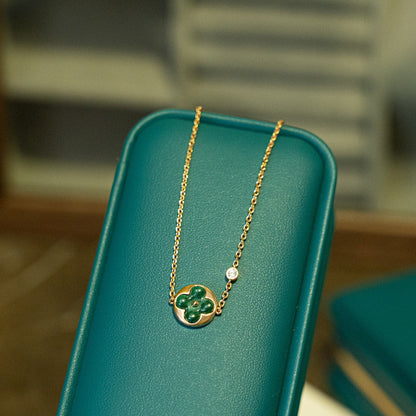 [：Polaidi Jewelry]SUN MALACHITE 1 DIAMOND PINK GOLD BRACELET