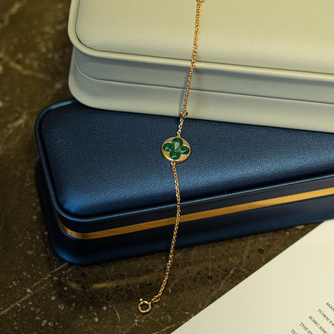 [：Polaidi Jewelry]SUN MALACHITE 1 DIAMOND PINK GOLD BRACELET