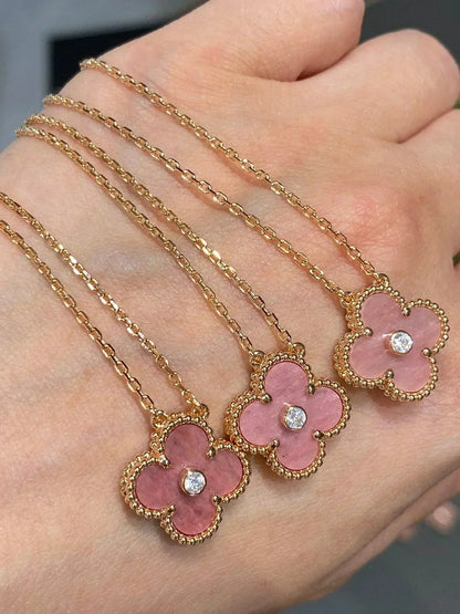 [：Polaidi Jewelry]クローバー 15mm ダイヤモンド ロードナイト ネックレス