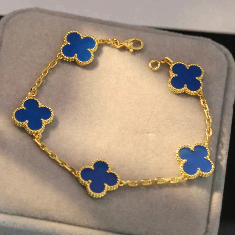 [：Polaidi Jewelry]クローバー 5モチーフ ブルーアゲート ブレスレット