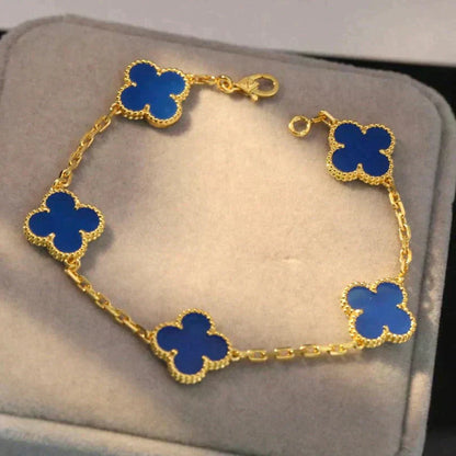 [：Polaidi Jewelry]クローバー 5モチーフ ブルーアゲート ブレスレット