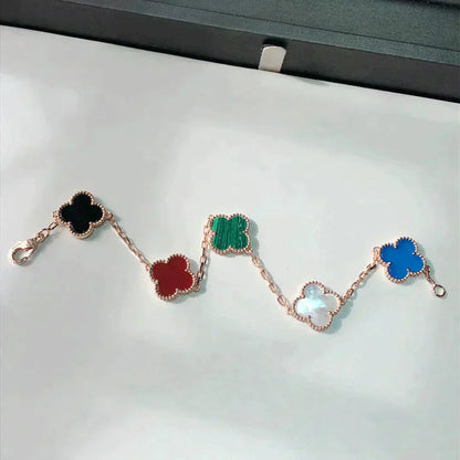 [ポライディ ジュエリー]クローバー 5 モチーフ マルチカラー ブレスレット