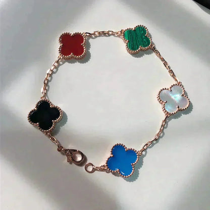 [ポライディ ジュエリー]クローバー 5 モチーフ マルチカラー ブレスレット