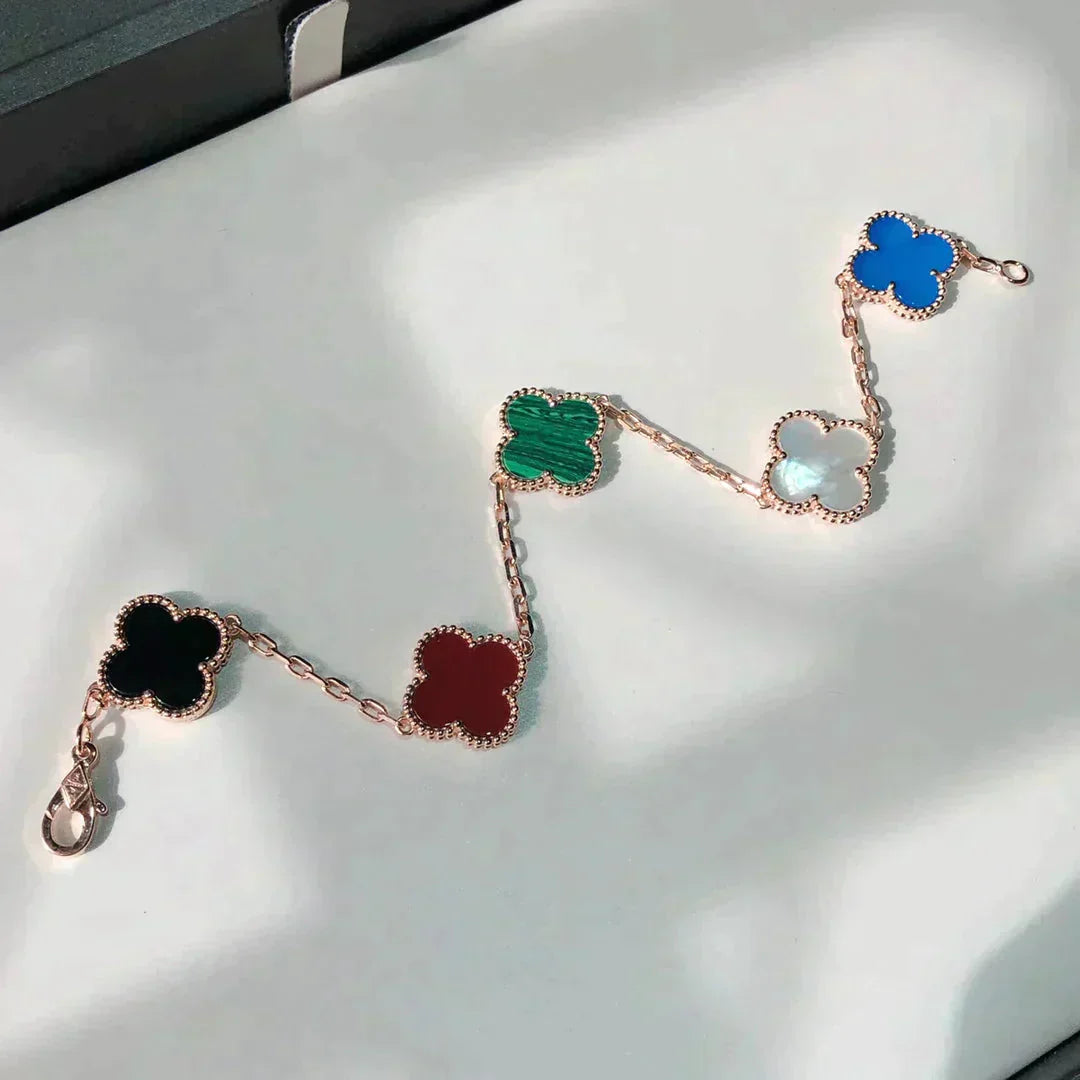 [ポライディ ジュエリー]クローバー 5 モチーフ マルチカラー ブレスレット