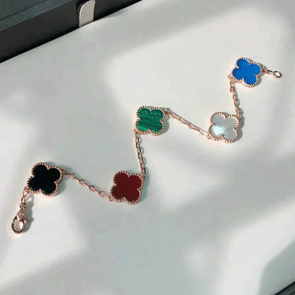 [ポライディ ジュエリー]クローバー 5 モチーフ マルチカラー ブレスレット