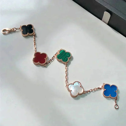 [ポライディ ジュエリー]クローバー 5 モチーフ マルチカラー ブレスレット