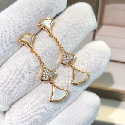 [：Polaidi]DREAM EARRINGS 3 MOTIFS DIAMOND MOP PINK GOLD