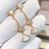 [Perlaura Jewelry ]DREAM EARRINGS 3 MOTIFS DIAMOND MOP PINK GOLD