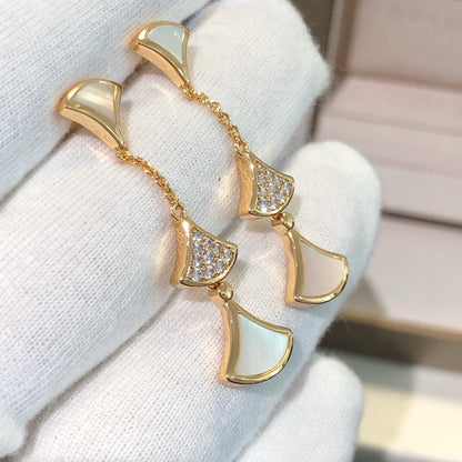 [：Polaidi]DREAM EARRINGS 3 MOTIFS DIAMOND MOP PINK GOLD