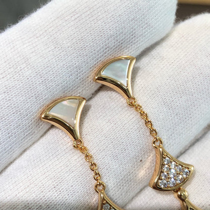 [：Polaidi]DREAM EARRINGS 3 MOTIFS DIAMOND MOP PINK GOLD