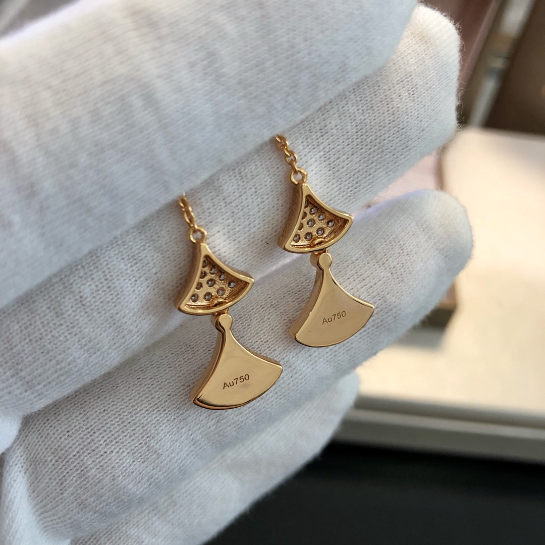 [：Polaidi]DREAM EARRINGS 3 MOTIFS DIAMOND MOP PINK GOLD
