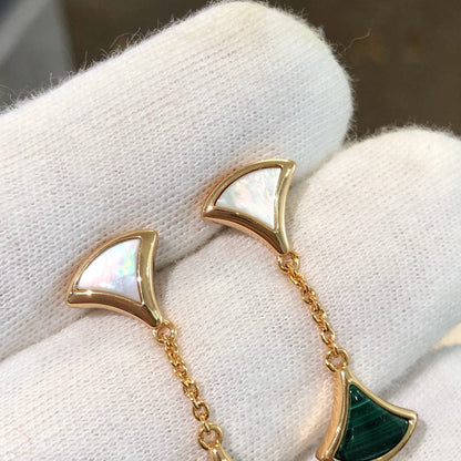 [：Polaidi]DREAM EARRINGS 3 MOTIFS MALACHITE MOP PINK GOLD