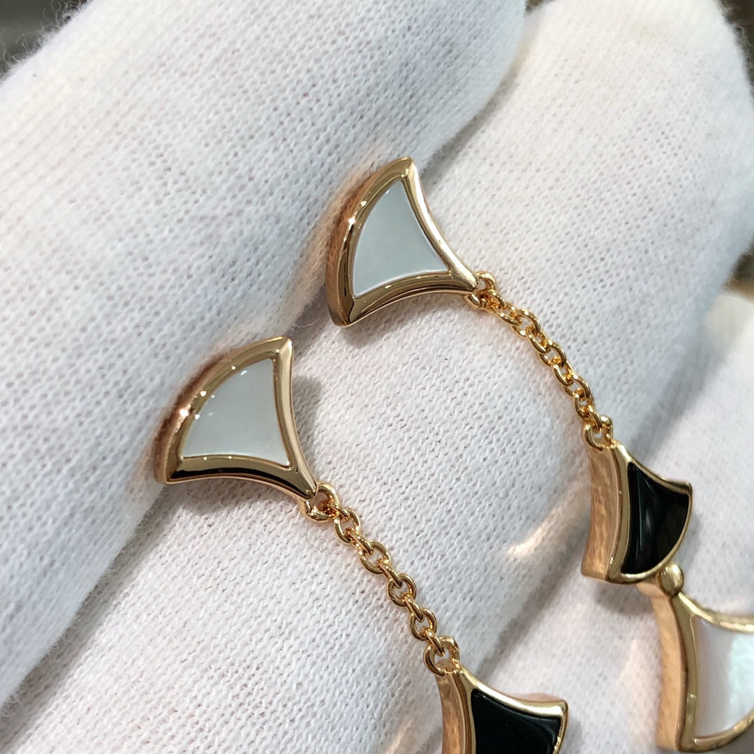 [：Polaidi]DREAM EARRINGS 3 MOTIFS ONYX MOP PINK GOLD