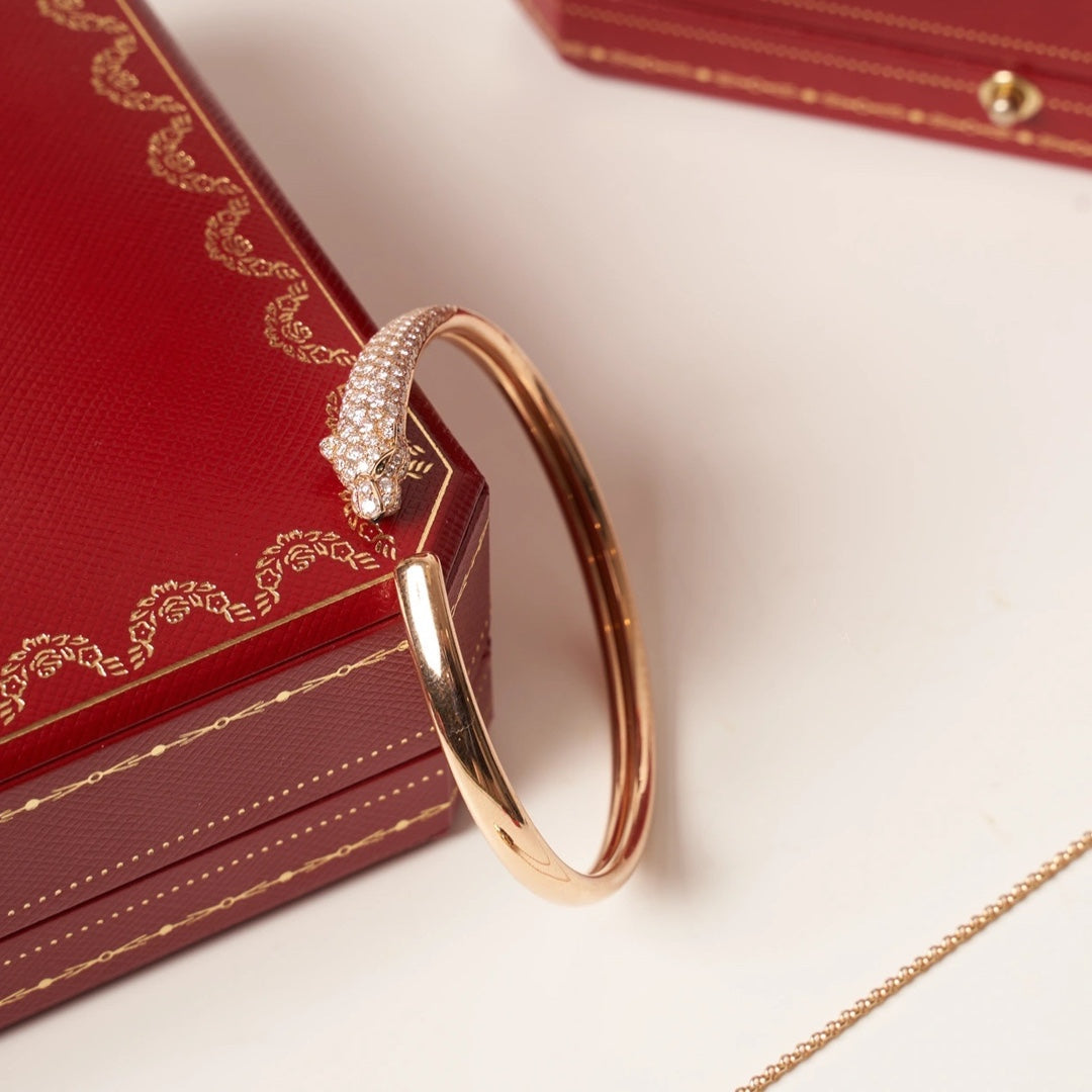 [Polaidi Jewelry]PANTHERE ROSE GOLD DIAMOND OPEN BRACELET
