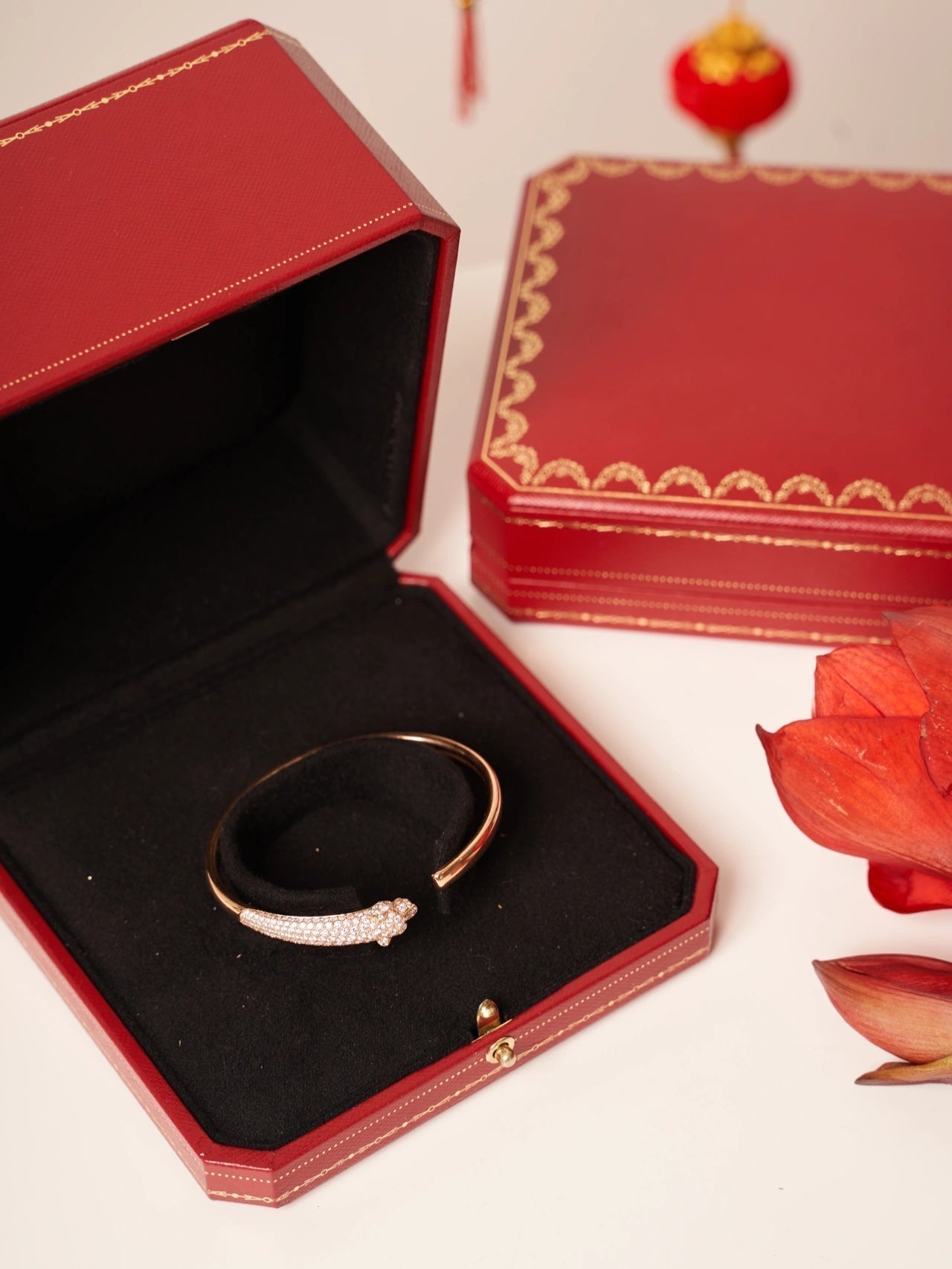 [：Polaidi Jewelry]PANTHERE ROSE GOLD DIAMOND OPEN BRACELET