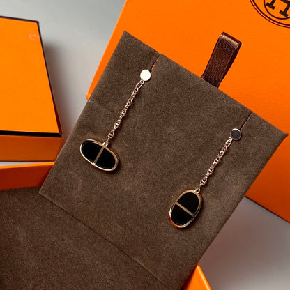 [Polaidi Jewelry]CHAINE VERSO BLACK CERAMIC EARRINGS