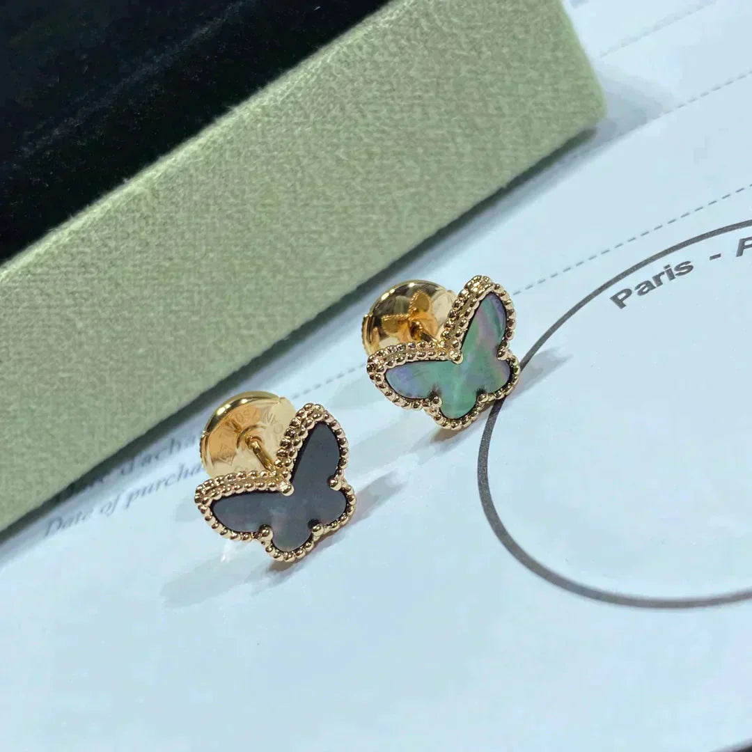 [：Polaidi Jewelry]バタフライ ダークMOP ピアス