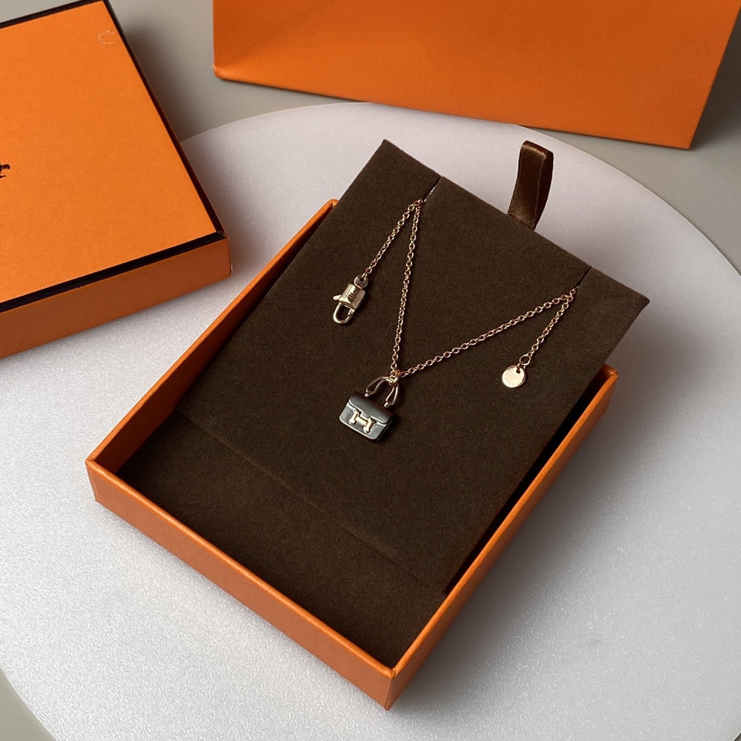 [：Polaidi Jewelry]コンスタンス ブラックペンダント ピンクゴールドネックレス