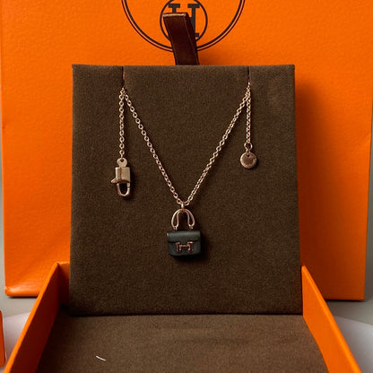 [Polaidi Jewelry]CONSTANCE BLACK PEDANT PINK GOLD NECKLACE