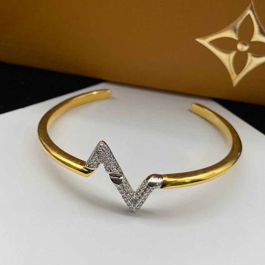 [Polaidi Jewelry]VOLTE UPSITE DOWN DIAMOND GOLD OPEN BRACELET