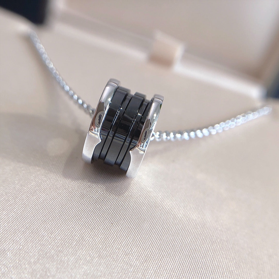 [Polaidi Jewelry]ZERO 1 BLACK CERAMIC SILVER NECKLACE