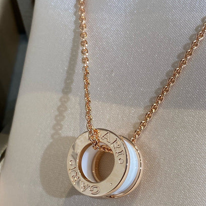 [：Polaidi]ZERO 1 WHITE CERAMIC PINK GOLD NECKLACE