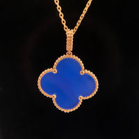 [Perlaura Jewelry ]CLOVER 25MM NECKLACE TURQUOISE ROSE GOLD