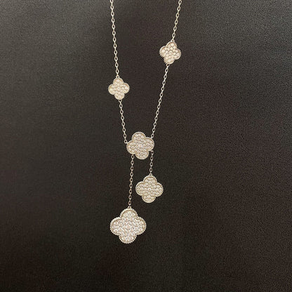 [：Polaidi Jewelry]クローバー 5モチーフ シルバーダイヤモンドネックレス