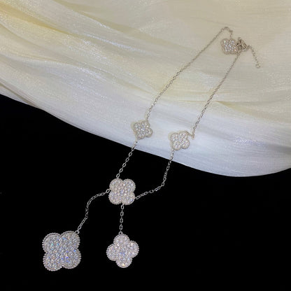 [：Polaidi Jewelry]クローバー 5モチーフ シルバーダイヤモンドネックレス