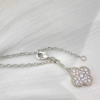 [Polaidi Jewelry]CLOVER 5 MOTIFS SILVER DIAMONDS NECKLACE