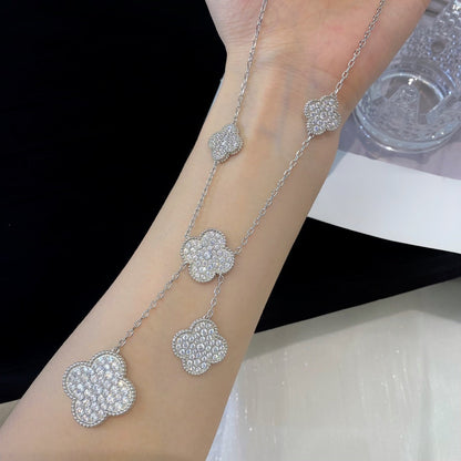 [Polaidi Jewelry]CLOVER 5 MOTIFS SILVER DIAMONDS NECKLACE