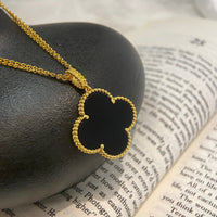 [Perlaura Jewelry ]CLOVER 25MM NECKLACE GOLD ONYX