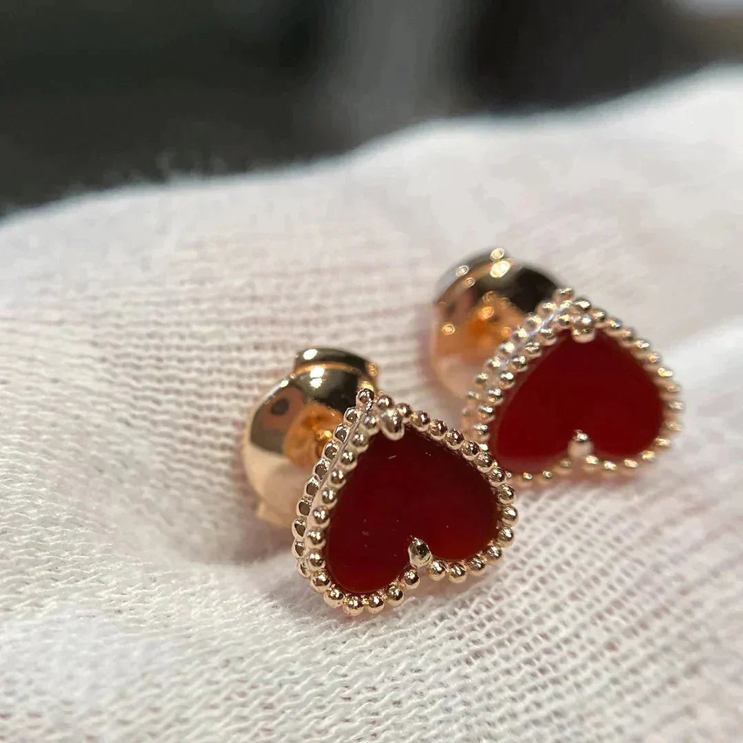 [Polaidi Jewelry]HEART CARNELIAN STUD EARRINGS