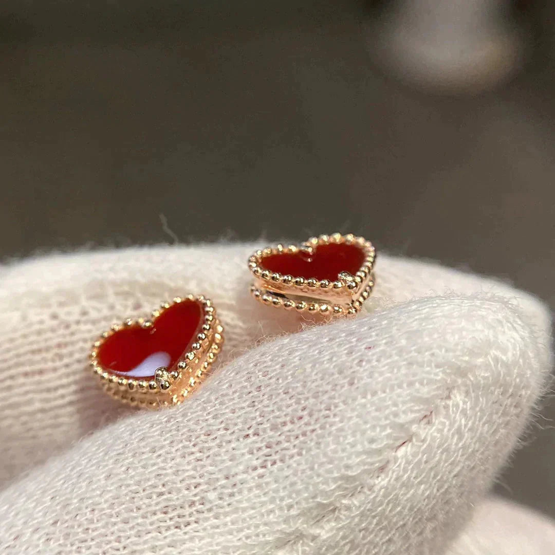 [Polaidi Jewelry]HEART CARNELIAN STUD EARRINGS