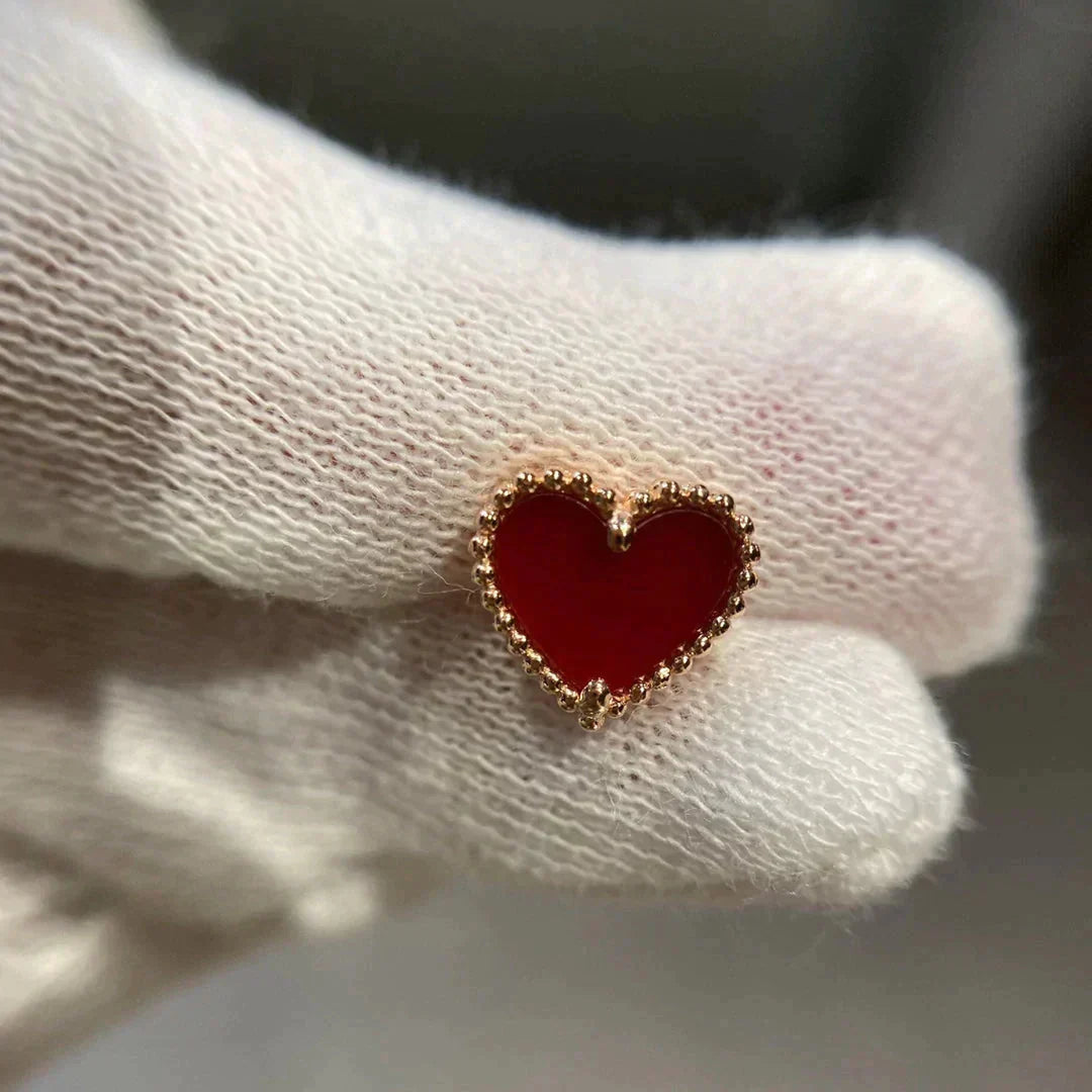 [Polaidi Jewelry]HEART CARNELIAN STUD EARRINGS