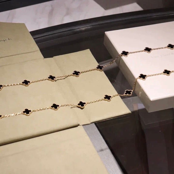 [Polaidi Jewelry]CLOVER 20 MOTIFS ONYX NECKLACE