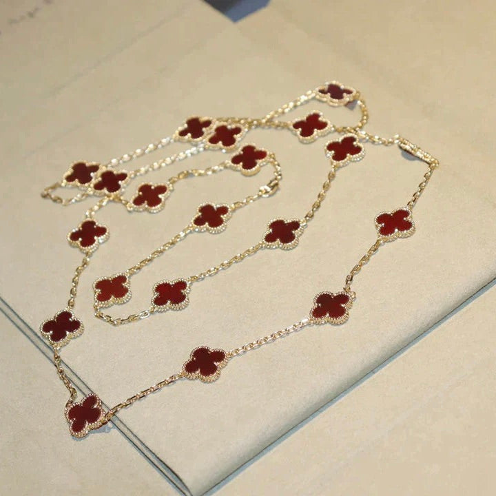 [：Polaidi Jewelry]クローバー 20モチーフ カーネリアン ネックレス