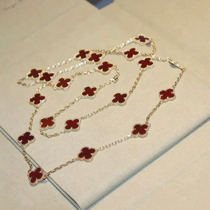 [：Polaidi Jewelry]クローバー 20モチーフ カーネリアン ネックレス