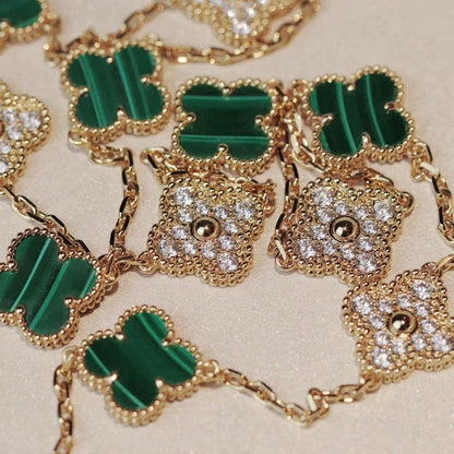 [Polaidi Jewelry]CLOVER 20 MOTIFS MALACHITE DIAMOND NECKLACE