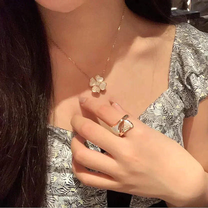 [Polaidi Jewelry]CLOVER MOP DIAMOND ROSE GOLD NECKLACE