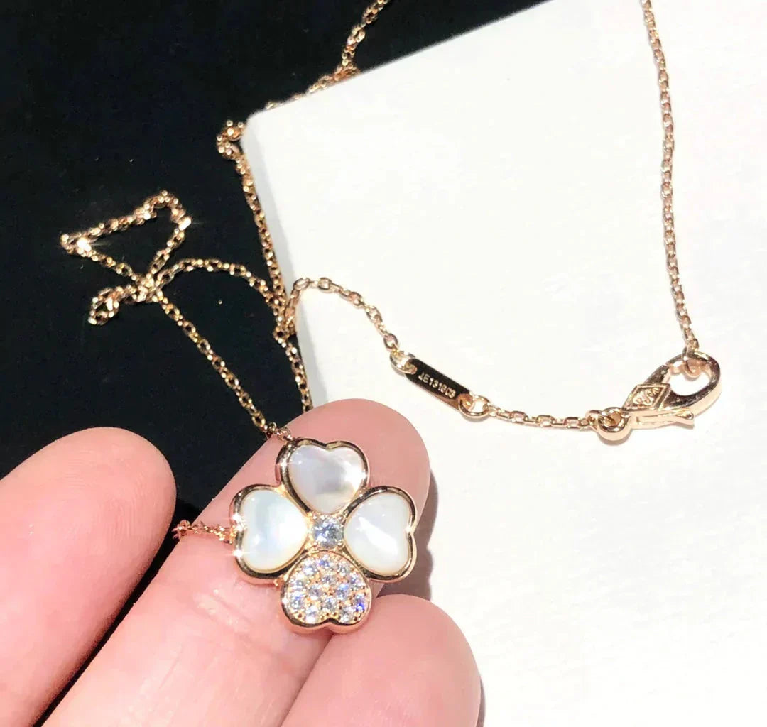 [：Polaidi Jewelry]クローバー MOP ダイヤモンド ローズゴールドネックレス