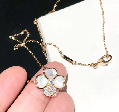 [：Polaidi Jewelry]クローバー MOP ダイヤモンド ローズゴールドネックレス
