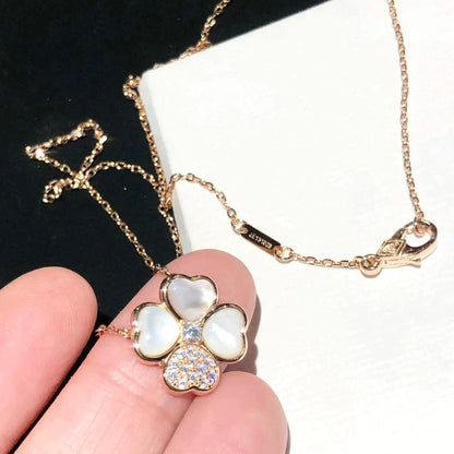 [：Polaidi Jewelry]クローバー MOP ダイヤモンド ローズゴールドネックレス