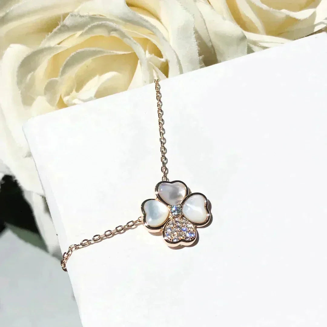 [：Polaidi Jewelry]クローバー MOP ダイヤモンド ローズゴールドネックレス