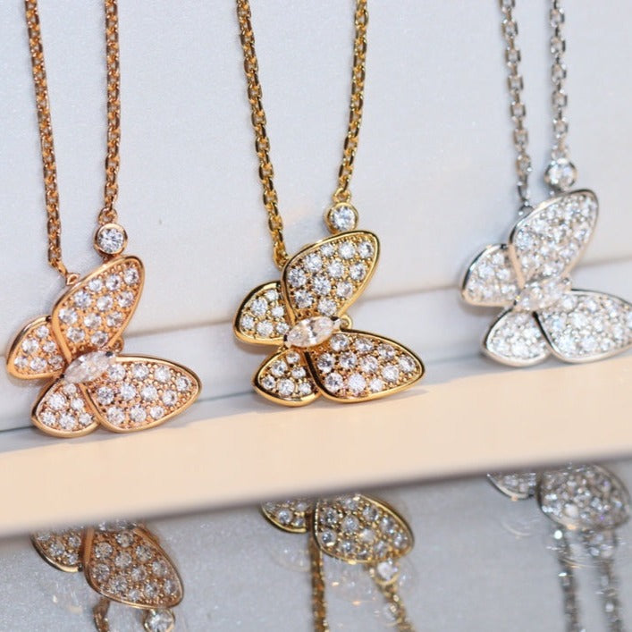 [：Polaidi Jewelry]バタフライダイヤモンドネックレス
