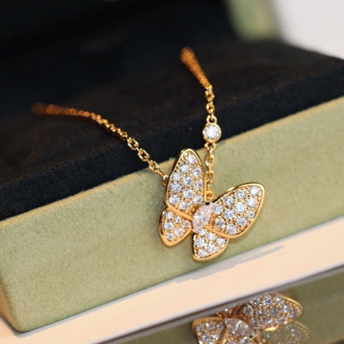 [：Polaidi Jewelry]バタフライダイヤモンドネックレス