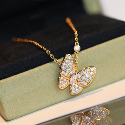 [：Polaidi Jewelry]バタフライダイヤモンドネックレス