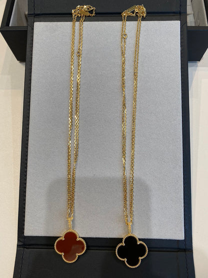 [Polaidi Jewelry]CLOVER 25MM NECKLACE GOLD CARNELIAN